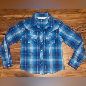 Girls Button down long sleeve shirt, Girls western top, collar long sleeve shirt